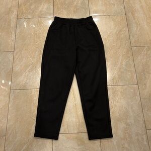 Sherpa Fleece Lined Thermal Black Sweatpants Open Hem 2 Deep Front Pockets